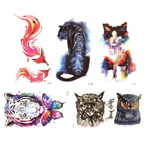 tatuaje vulpe, tatuaje tigru, tatuaje pisica colorata